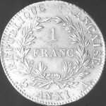 Un franc de l'an XI - Graveur : Pierre-Joseph Tiolier - Ateliers de Paris.