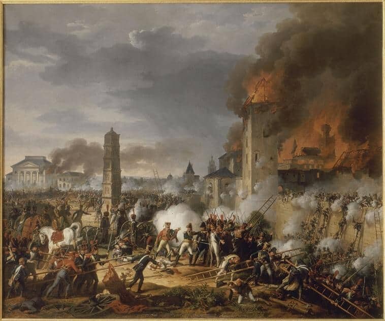 Attaque et prise de la ville de Ratisbonne par le maréchal Lannes le 23 avril 1809. D’après Thevenin