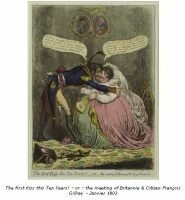 The First Kiss this ten years ! or the Meeting of Britannia and Citizen Francois - Gill Ray - 1800
