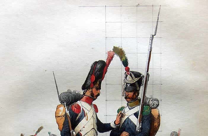 A droite : voltigeur d'infanterie - (Pascal)