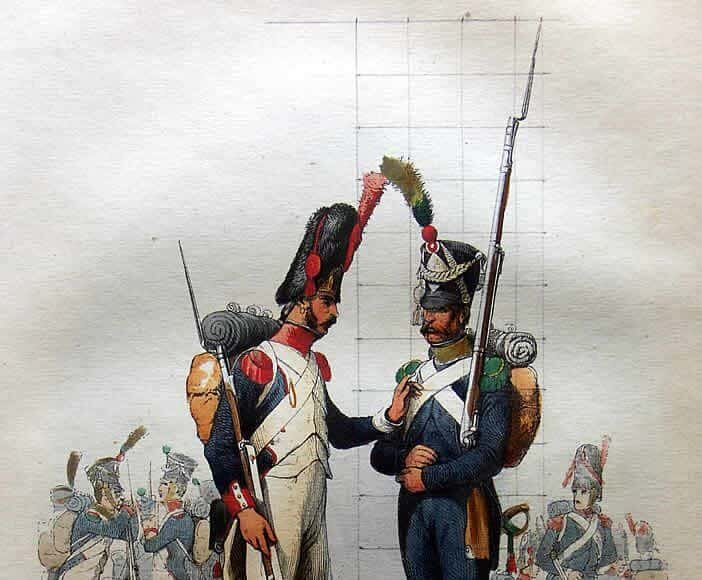 A droite : voltigeur d'infanterie - (Pascal)